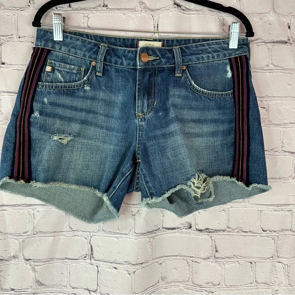 dear john denim jean shorts cutoff side stripe Y2K distressed boho western sz 26 - Picture 1 of 10